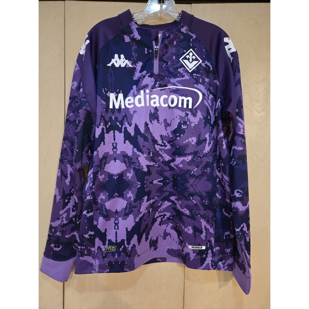 Kappa ACF Fiorentina Soccer Training Top Men M Purple Camo 1/4 Zip Mediacom